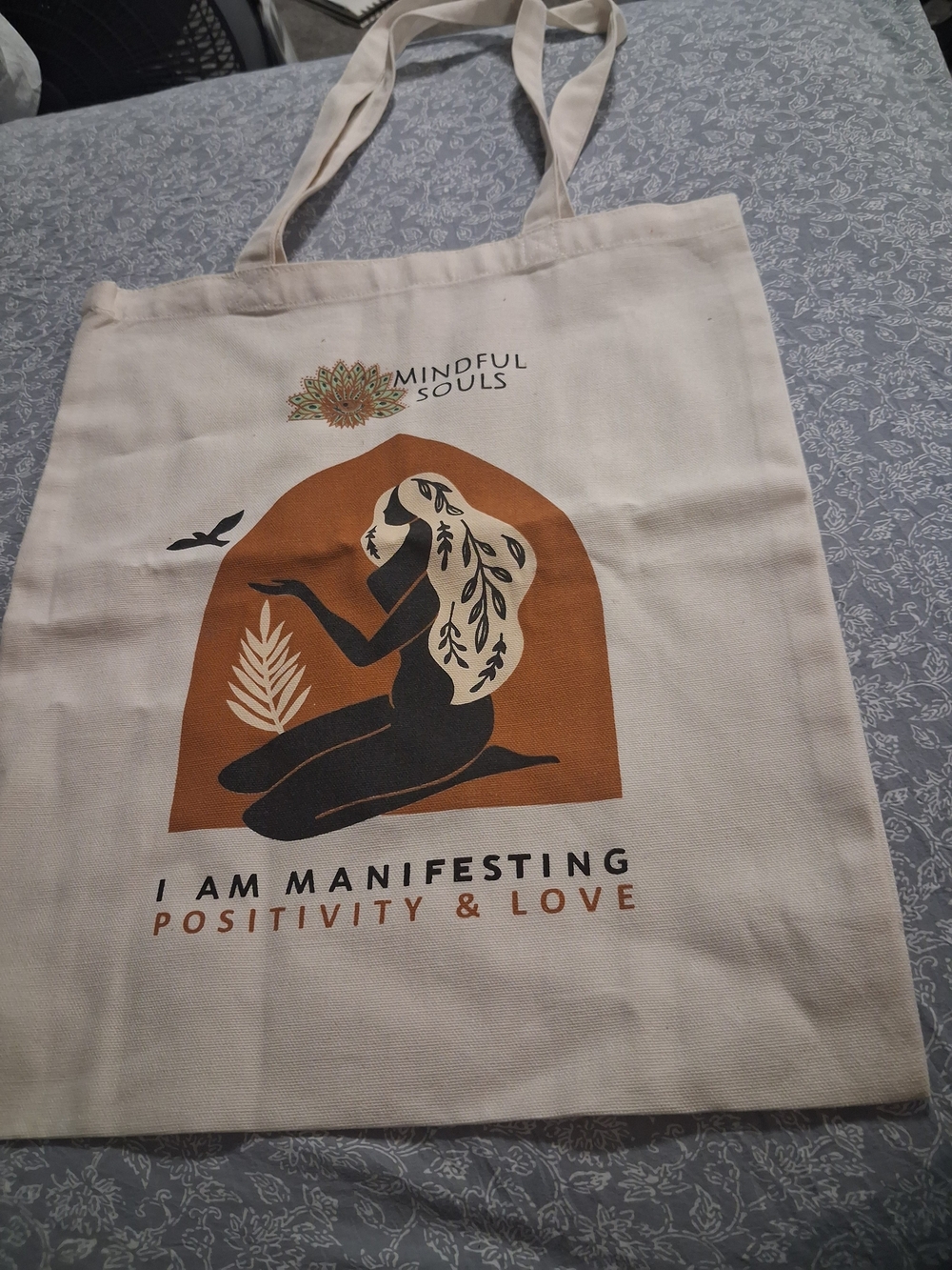 Natural Canvas Tote with Rust Graphic